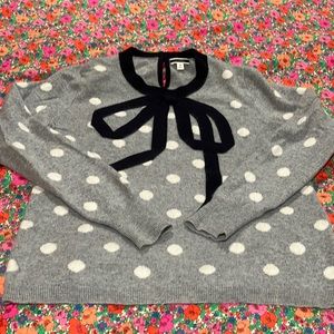 Cashmere polka dot bow sweater